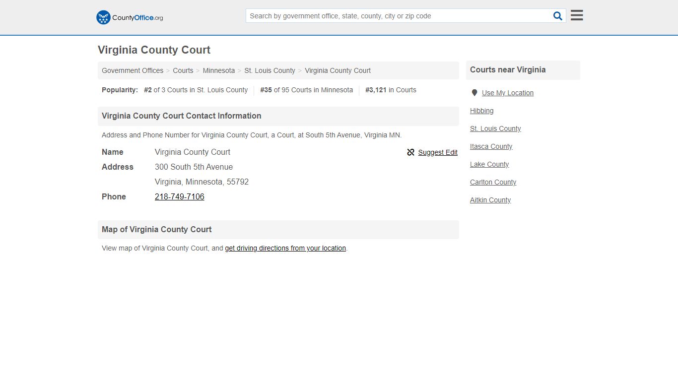 Virginia County Court - Virginia, MN (Address and Phone) - County Office